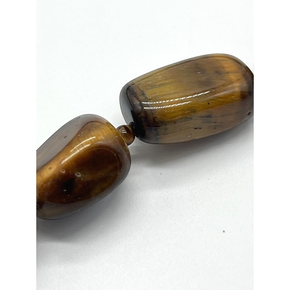Vintage Tiger's Eye Necklace Marked SX 925 Sterling Silver Gemstone Toggle Clasp - Picture 5 of 16